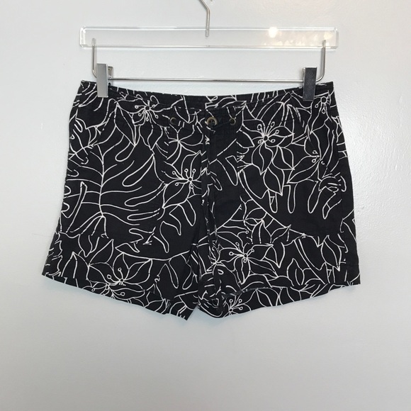 Gap Black/White Linen Blend Shorts Tie Front Sz 0 - Picture 2 of 9
